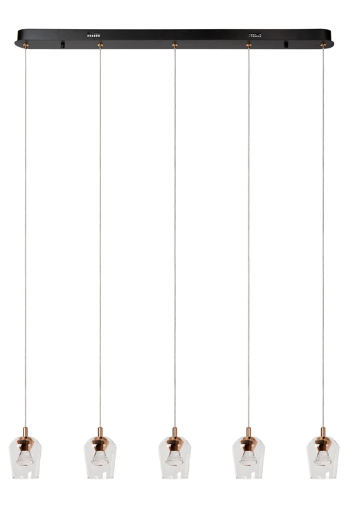 Lucide BERLIANE - Suspension - LED Dim. - 5x4W 2700K - Avec module LED remplaçable - Transparent | Essential - éteint